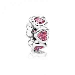 Pandora Pink Sparkling Heart Silver Spacer